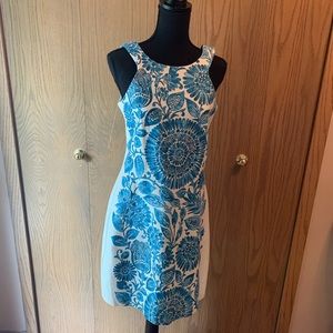 Just Taylor Size 4 Ocean Blue & White Dress
